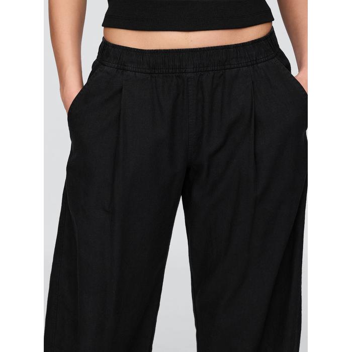 Mid Rise Keten Karışımlı Barrel Pantolon цвет: Чёрный