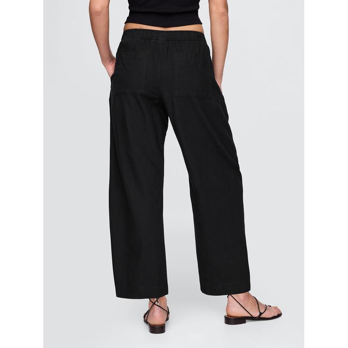 Mid Rise Keten Karışımlı Barrel Pantolon цвет: Чёрный