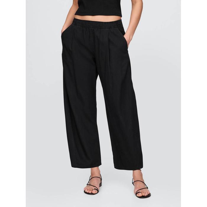 Mid Rise Keten Karışımlı Barrel Pantolon цвет: Чёрный