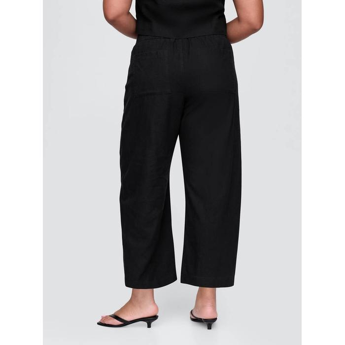 Mid Rise Keten Karışımlı Barrel Pantolon цвет: Чёрный