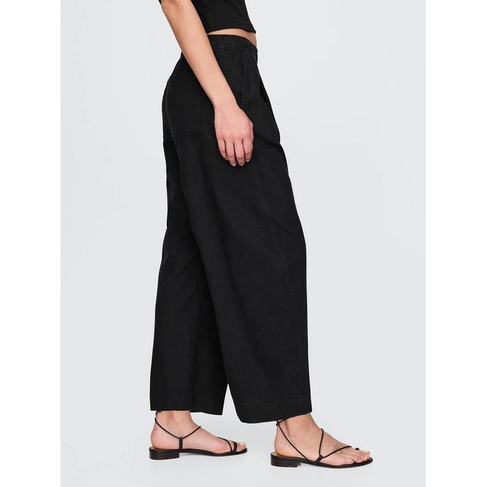 Mid Rise Keten Karışımlı Barrel Pantolon цвет: Чёрный