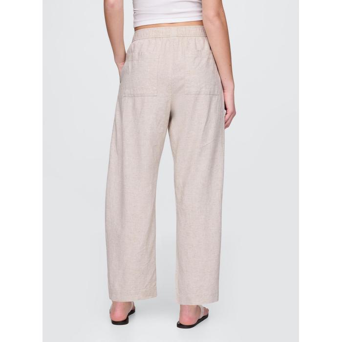 Mid Rise Keten Karışımlı Barrel Pantolon цвет: Бежевый