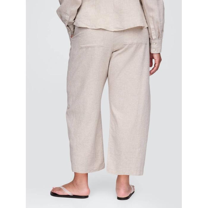 Mid Rise Keten Karışımlı Barrel Pantolon цвет: Бежевый