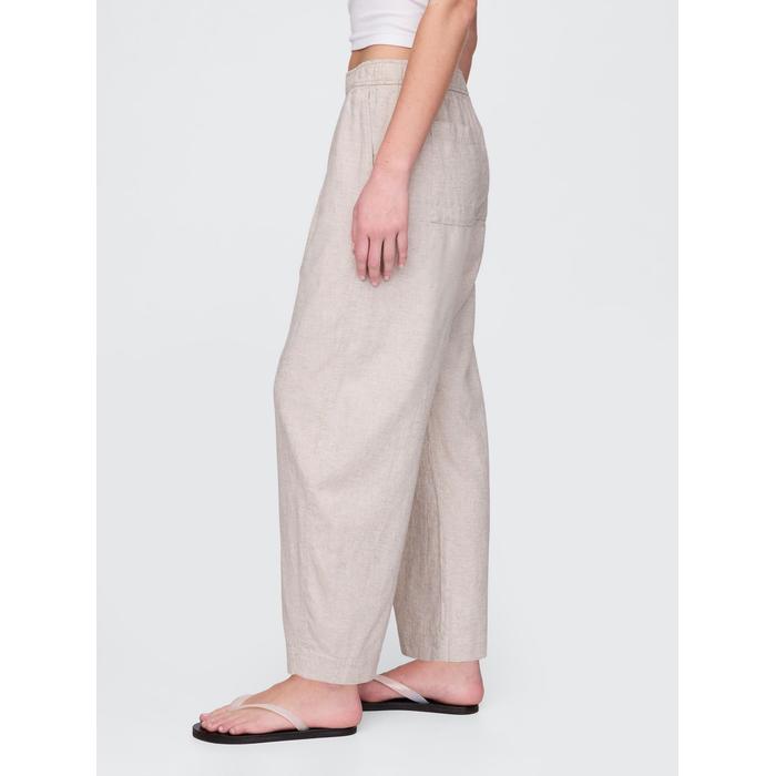 Mid Rise Keten Karışımlı Barrel Pantolon цвет: Бежевый