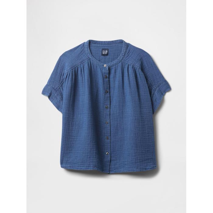 Crinkle Gauze Denim Gömlek цвет: Голубой