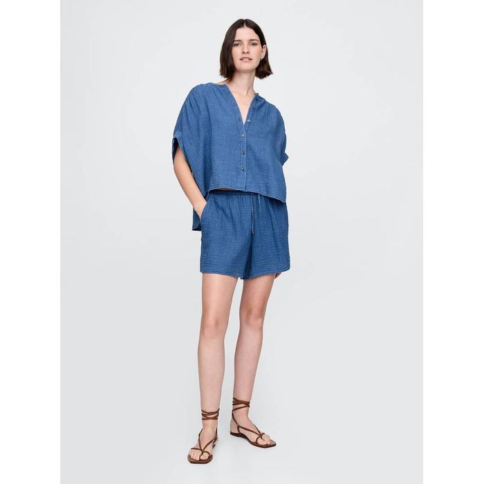 Crinkle Gauze Denim Gömlek цвет: Голубой