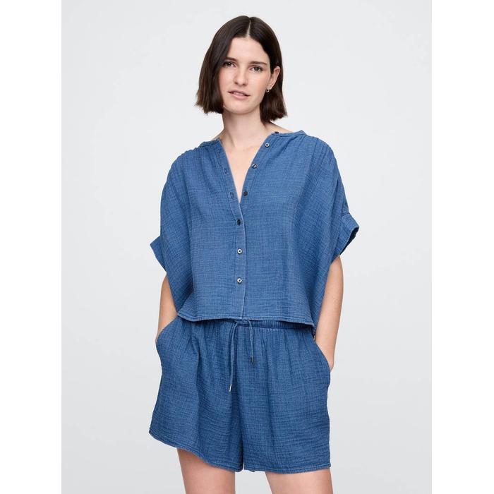 Crinkle Gauze Denim Gömlek цвет: Голубой