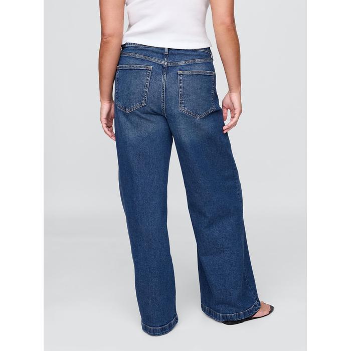 High Rise Stride Wide-Leg Curvy Jean Pantolon цвет: Синий
