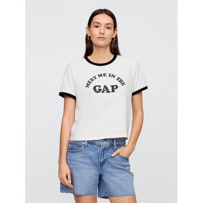 Футболка с укороченным логотипом Gap цвет: Белый