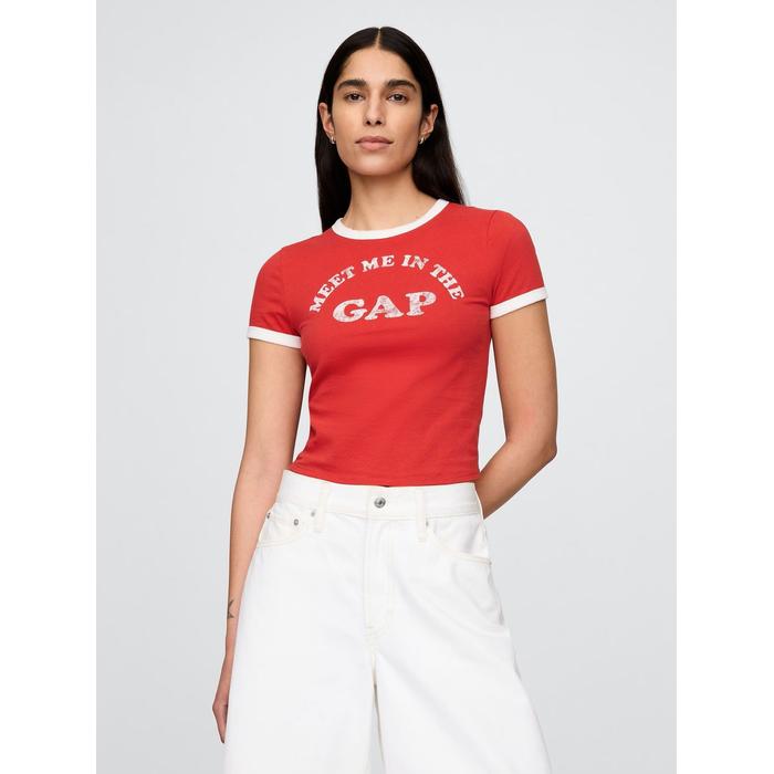 Футболка с укороченным логотипом Gap цвет: Красный