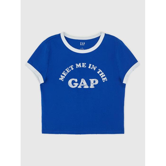 Футболка с укороченным логотипом Gap