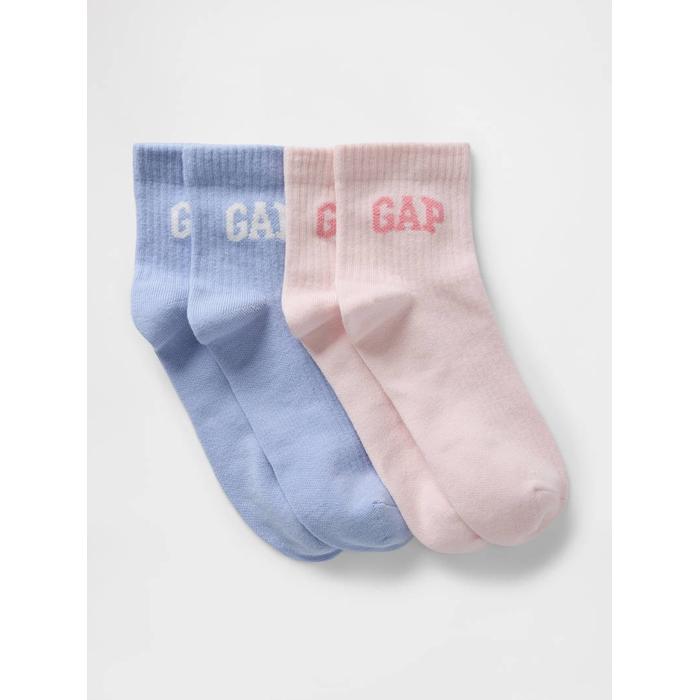 Комплект носков Gap Logo Quarter Crew из 2 круглых воротников цвет: Розовый