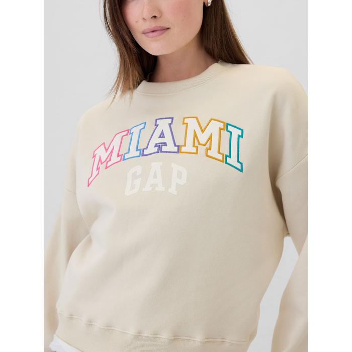 Gap Logo Grafikli Oversize Fleece Sweatshirt цвет: Бежевый