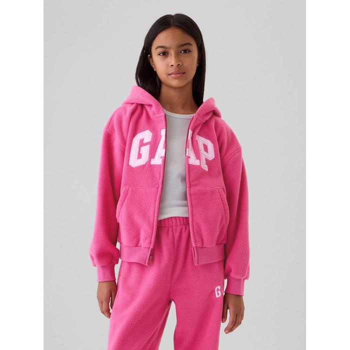 Gap Logo Fermuarlı Polar Fleece Sweatshirt цвет: Розовый