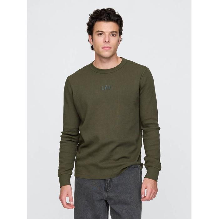 Gap Logo Waffle-Knit T-Shirt цвет: Хаки