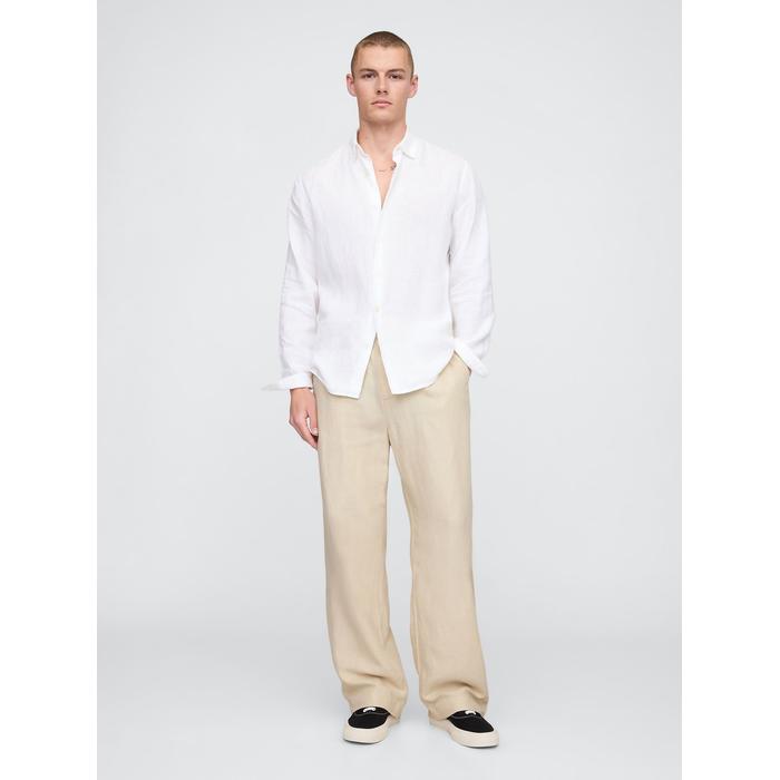 Keten Pamuk Karışımlı '90s Loose Pileli Khaki Pantolon цвет: Бежевый