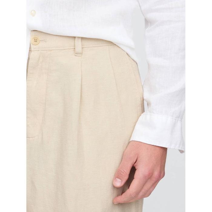 Keten Pamuk Karışımlı '90s Loose Pileli Khaki Pantolon цвет: Бежевый