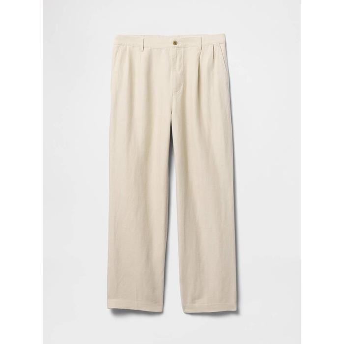 Keten Pamuk Karışımlı '90s Loose Pileli Khaki Pantolon цвет: Бежевый