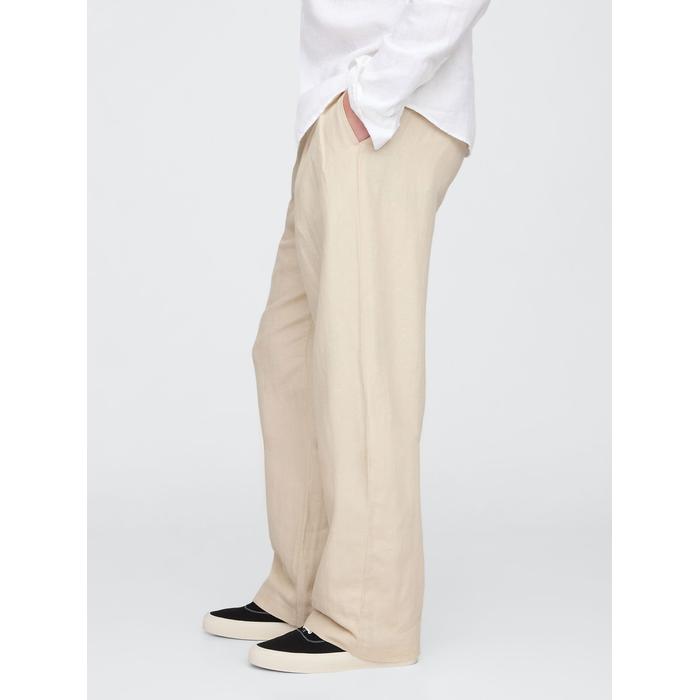 Keten Pamuk Karışımlı '90s Loose Pileli Khaki Pantolon цвет: Бежевый