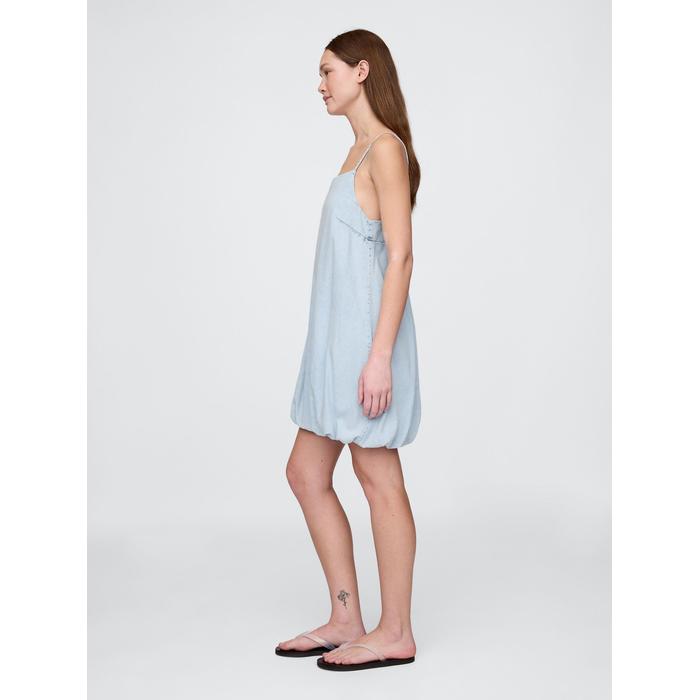 Denim Bubble Mini Elbise цвет: Голубой