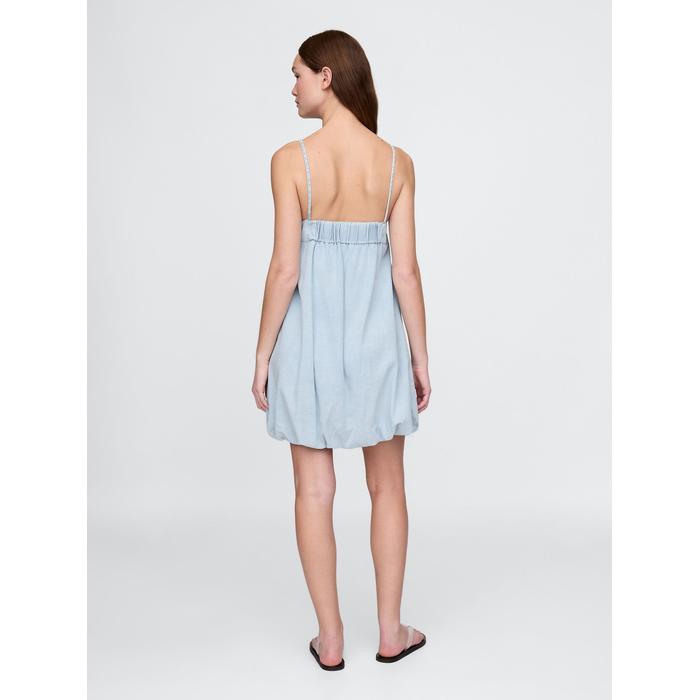Denim Bubble Mini Elbise цвет: Голубой