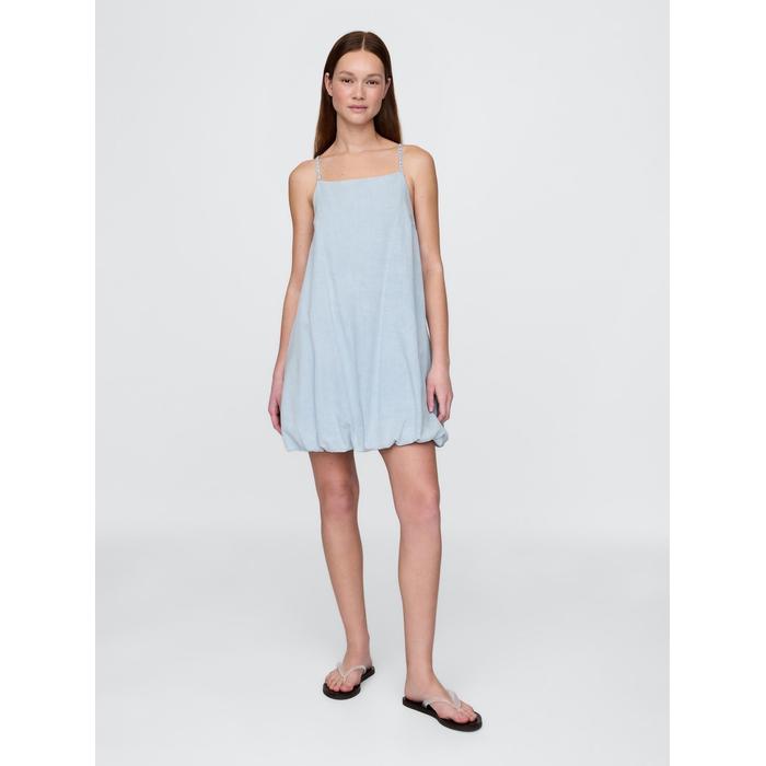 Denim Bubble Mini Elbise цвет: Голубой