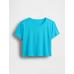 %100 Organik Pamuk Vintage Soft Crop T-Shirt цвет: Голубой