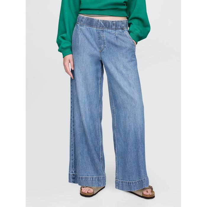 Mid Rise UltraSoft Pileli Baggy Jean Pantolon цвет: Голубой