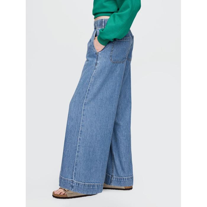 Mid Rise UltraSoft Pileli Baggy Jean Pantolon цвет: Голубой