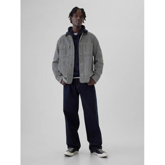 Demir Yolu Çizgili Denim İş Ceket цвет: Чёрный