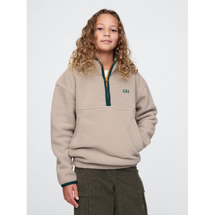 Gap Logo Yarım Fermuarlı Sherpa Sweatshirt цвет: Бежевый