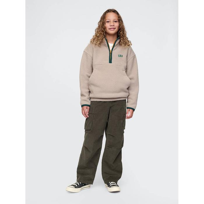Gap Logo Yarım Fermuarlı Sherpa Sweatshirt цвет: Бежевый