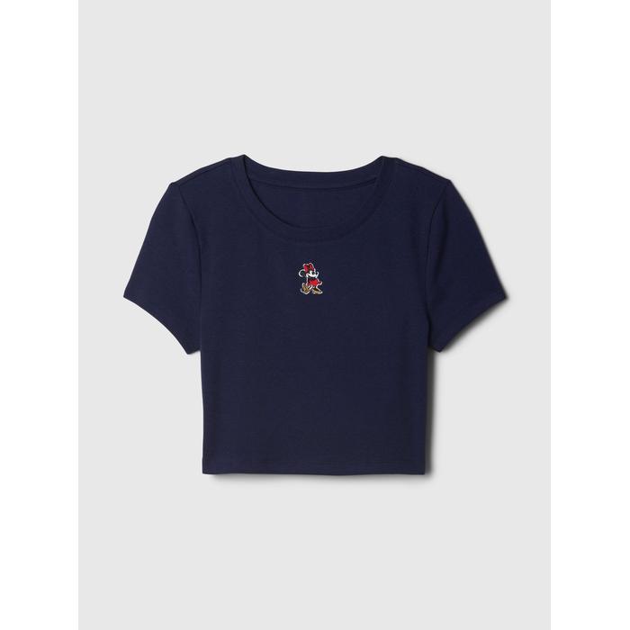 Gap × Disney Bisiklet Yaka Crop T-Shirt цвет: Синий