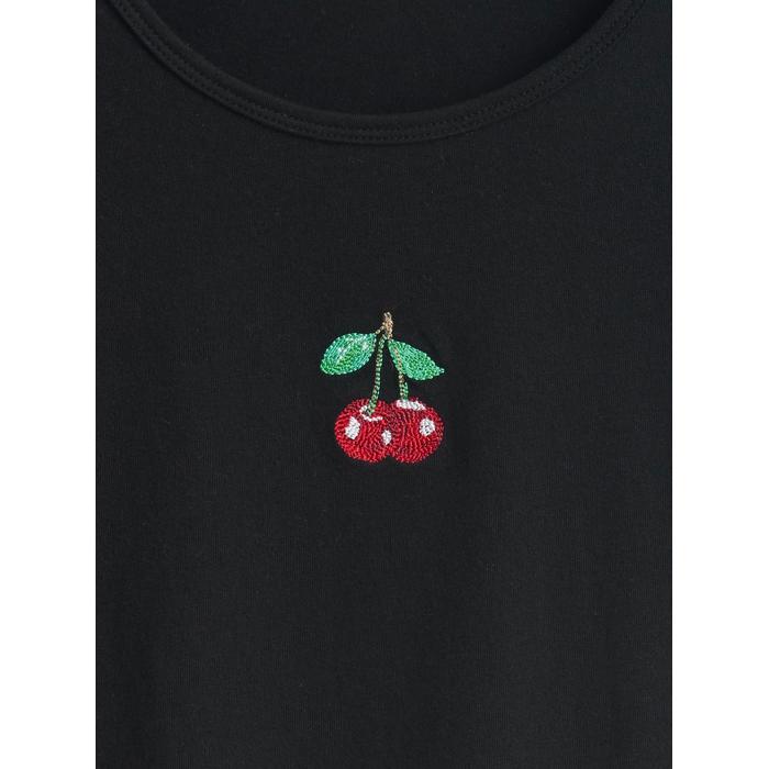 Grafikli Crop T-Shirt цвет: Чёрный
