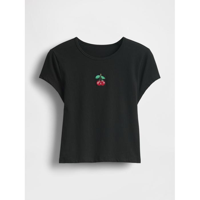 Grafikli Crop T-Shirt цвет: Чёрный