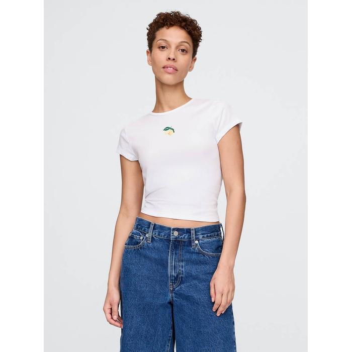 Grafikli Crop T-Shirt цвет: Белый