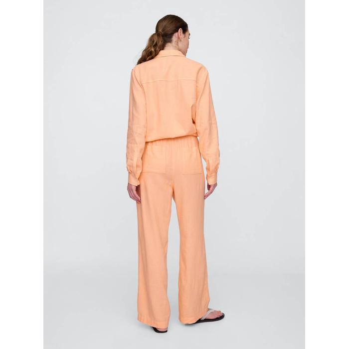 Mid Rise Keten Karışımlı Pull-On Wide-Leg Pantolon цвет: Оранжевый
