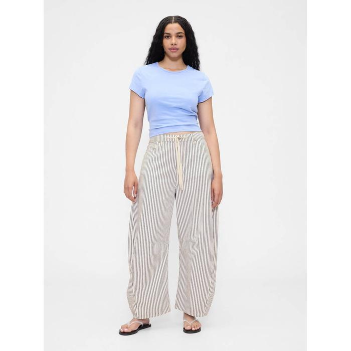 Yüksek Bel Çizgili Horseshoe Jean Pantolon цвет: Белый