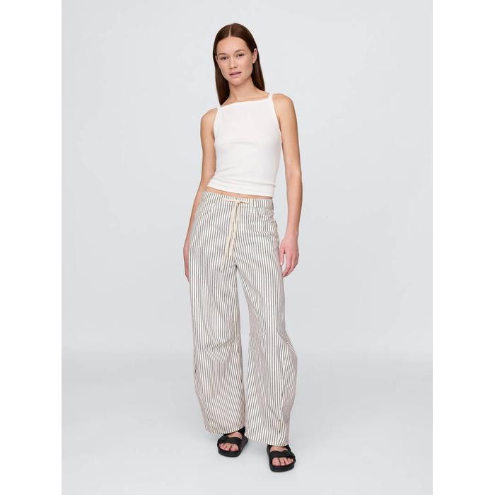 Yüksek Bel Çizgili Horseshoe Jean Pantolon цвет: Белый