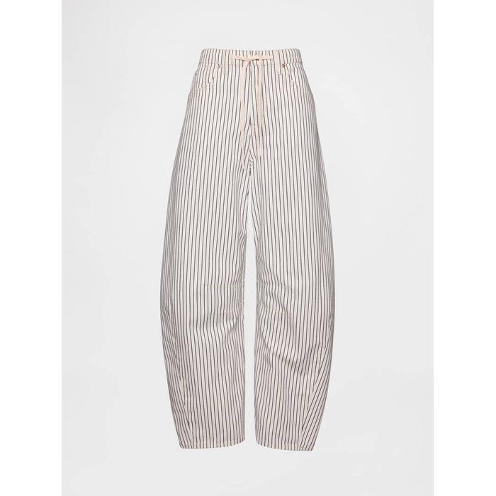 Yüksek Bel Çizgili Horseshoe Jean Pantolon цвет: Белый