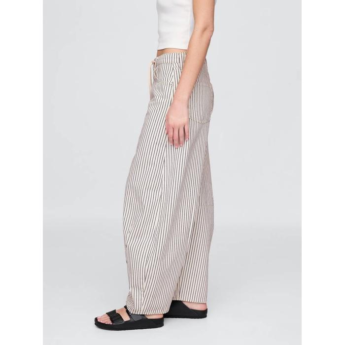 Yüksek Bel Çizgili Horseshoe Jean Pantolon цвет: Белый