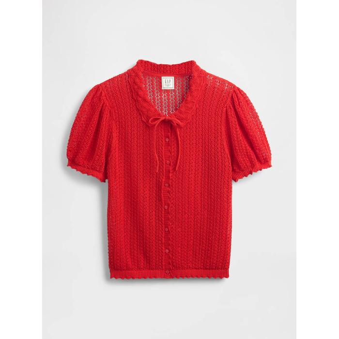 Кардиган Gap × DÔEN из смесового льна цвет: Красный