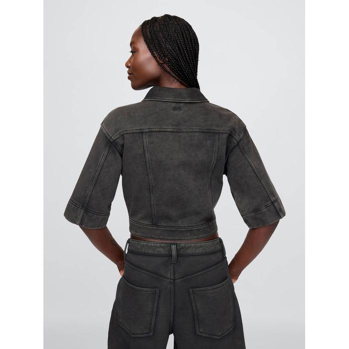 Heavyweight Fransız Havlu Kumaş Denim Kısa Ceket цвет: Чёрный