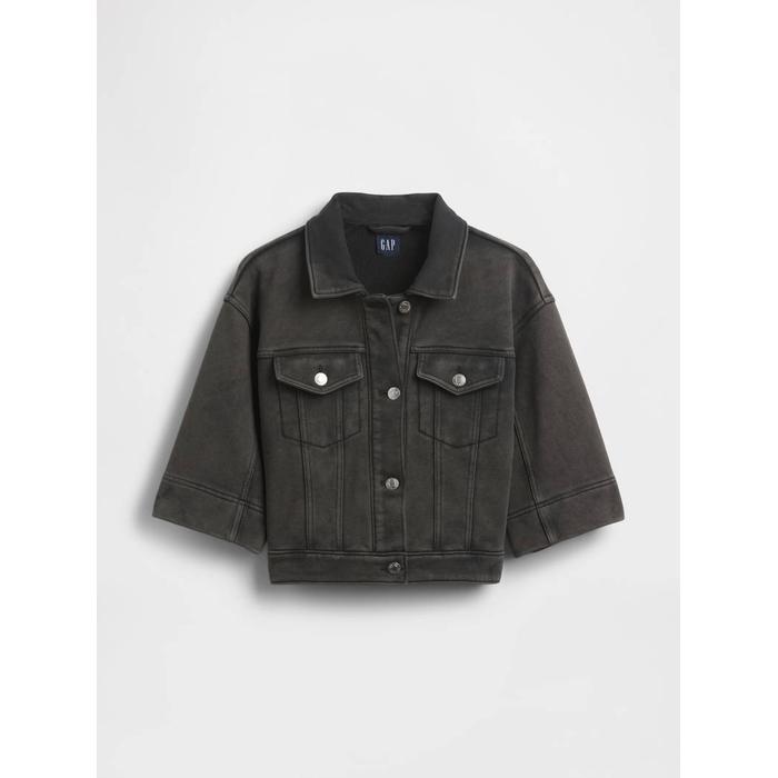 Heavyweight Fransız Havlu Kumaş Denim Kısa Ceket цвет: Чёрный