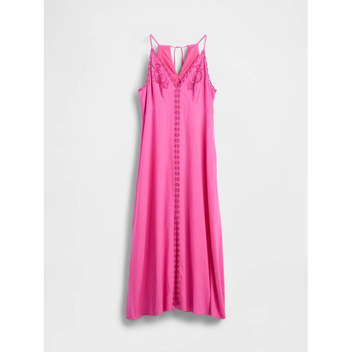 Linen-Blend Nakışlı Halter Maxi Elbise цвет: Розовый