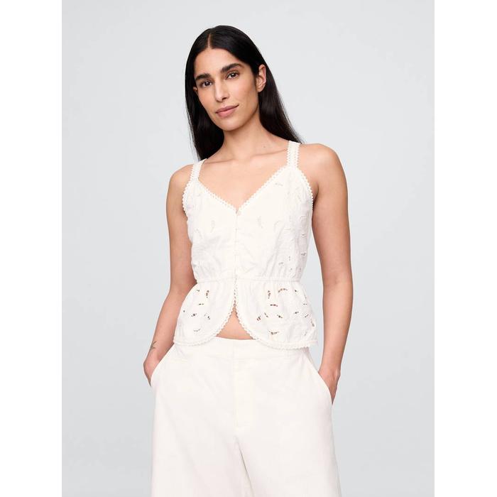 Keten Karışımlı Eyelet Peplum Bluz цвет: Белый