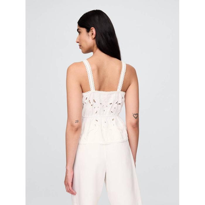 Keten Karışımlı Eyelet Peplum Bluz цвет: Белый