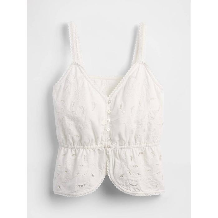 Keten Karışımlı Eyelet Peplum Bluz цвет: Белый