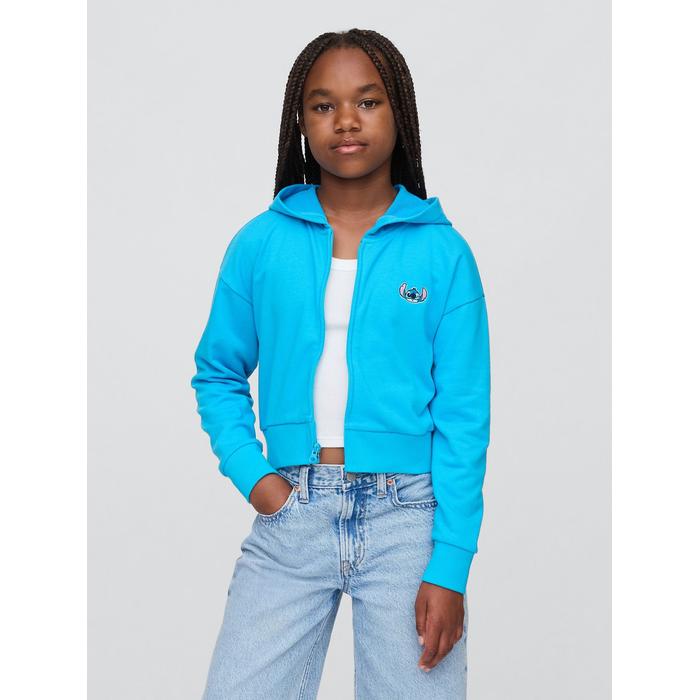 Lilo & Stitch Çocuk Fransız Havlu Kumaş Kısa Fermuarlı Sweatshirt цвет: Голубой