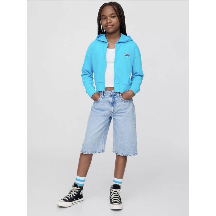Lilo & Stitch Çocuk Fransız Havlu Kumaş Kısa Fermuarlı Sweatshirt цвет: Голубой